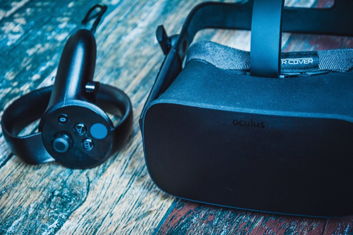 A VR headset on a table