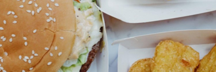 Fast food burger and nuggets