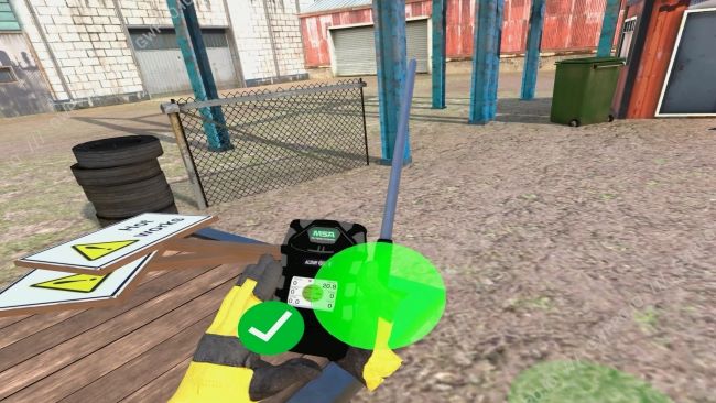 A simulated construction site with a worker simulating hot work