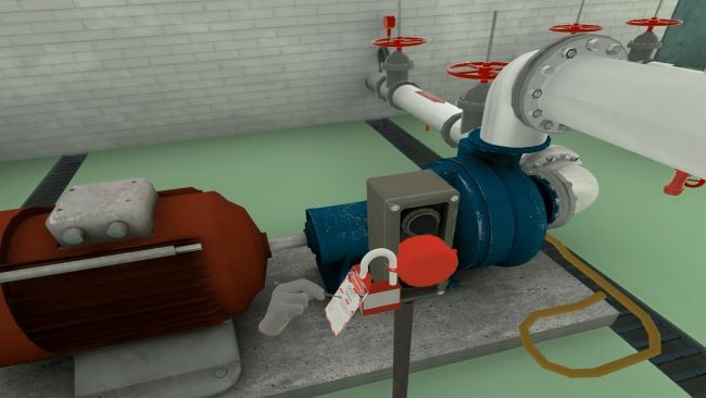 Lockout tagout being performed on a machine