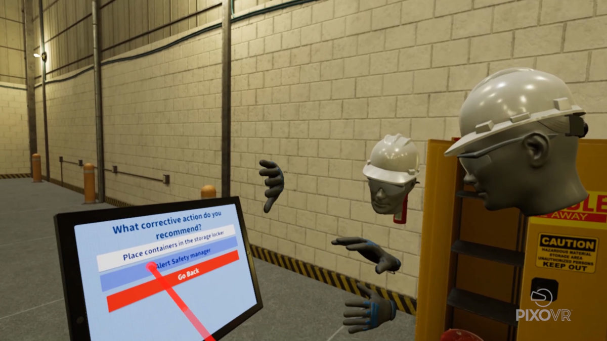 Two employees in VR working on a problem