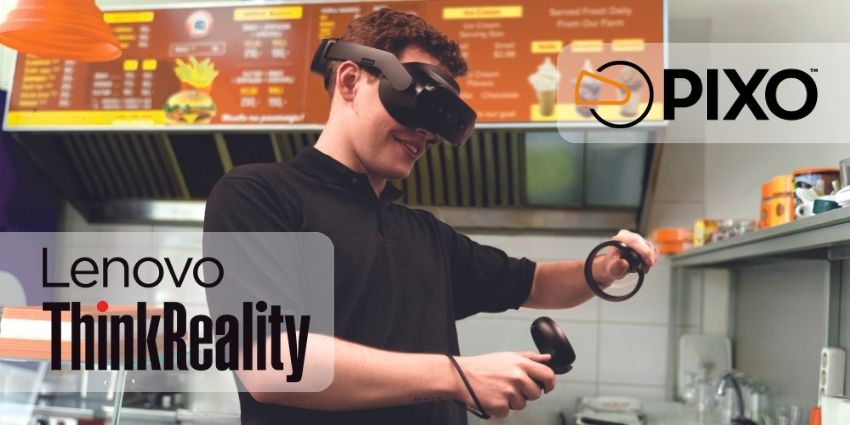 PIXO and Lenovo logos across a QSR
