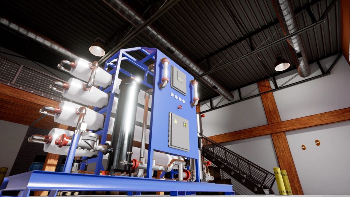 A simulation of a machine in virtual reality