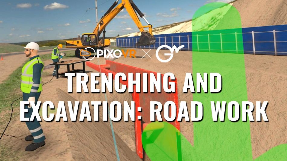 Trenching and excavation road work title card