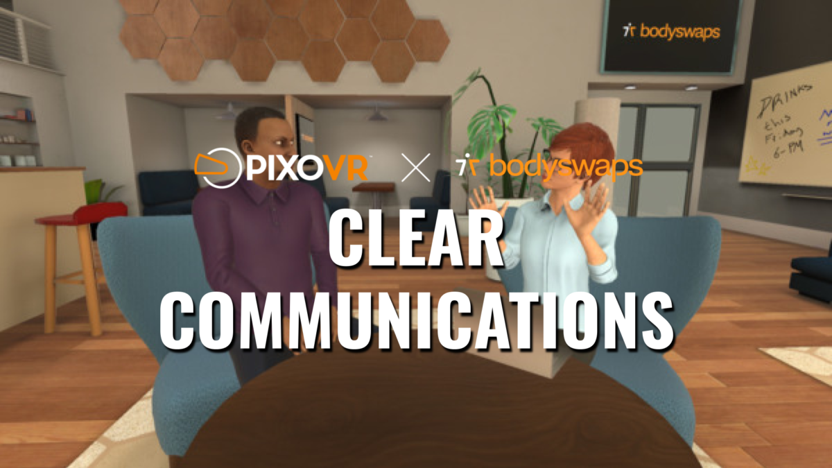 Simuated conversation of two people at a table