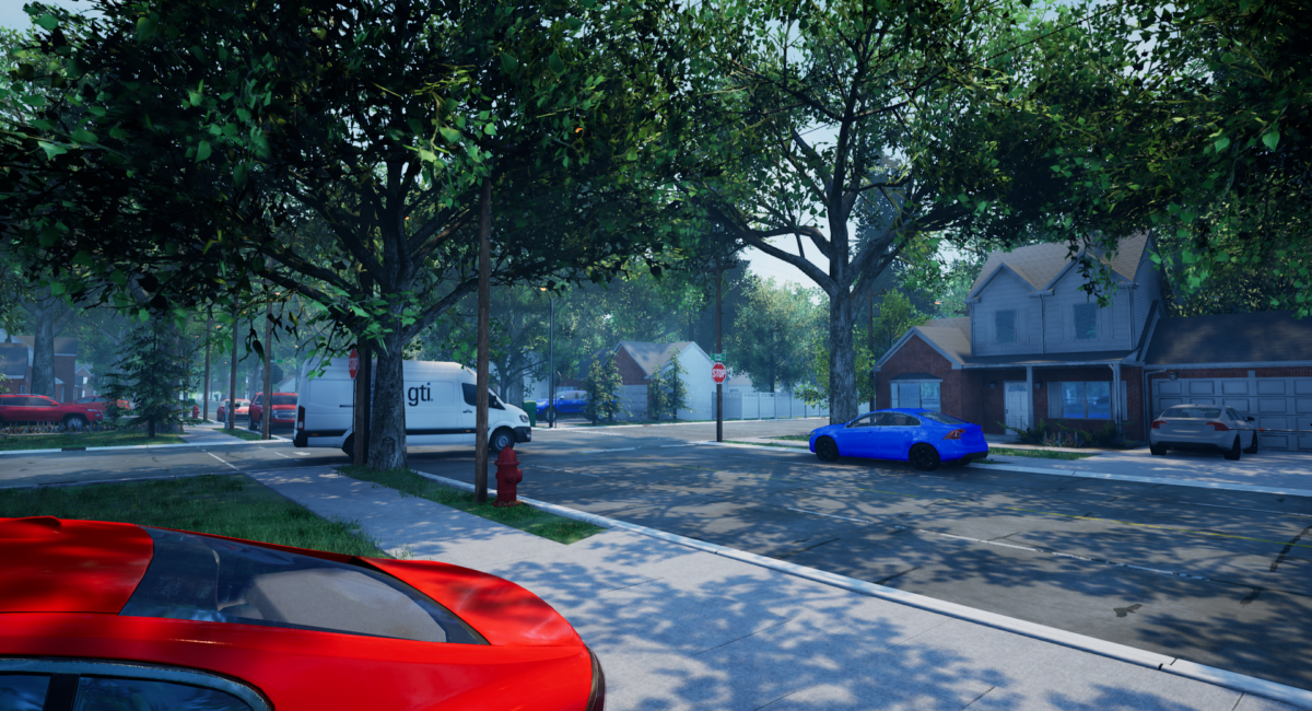 Looking at a 4 way stop in a neighborhood