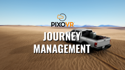 A truck driving through the desert in VR