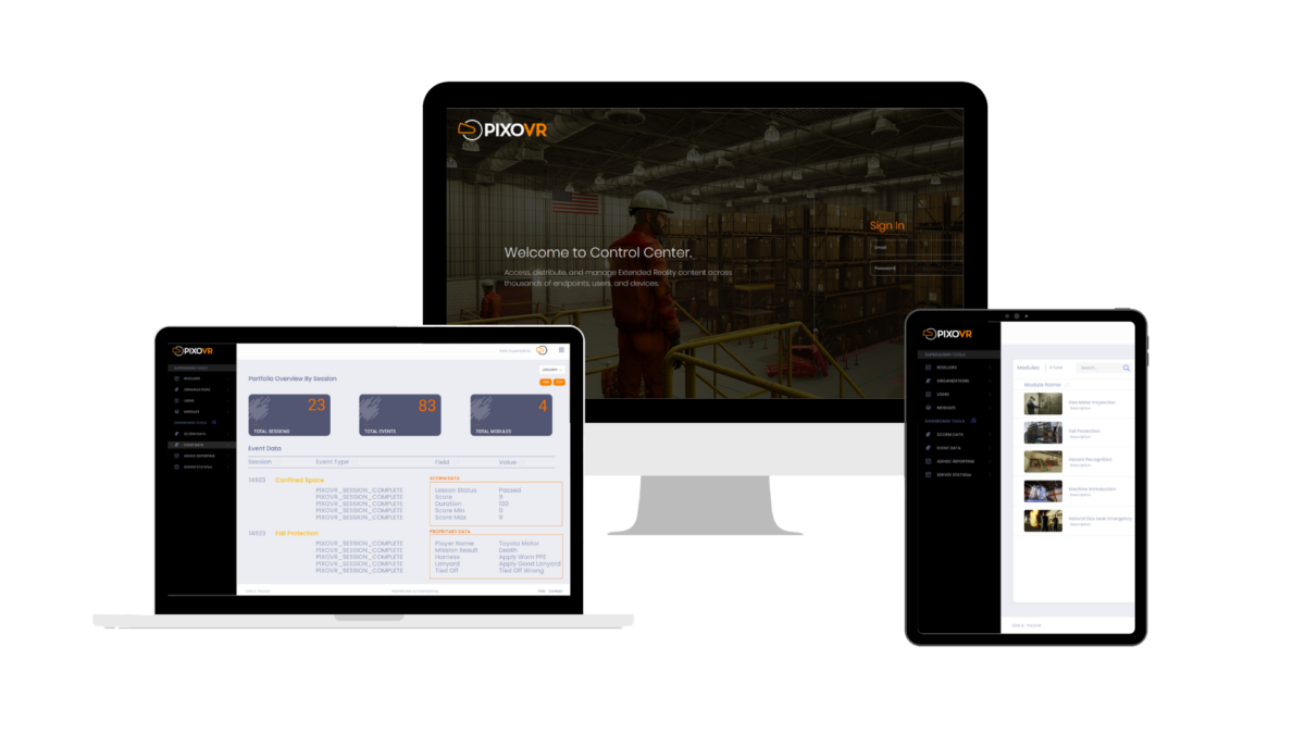 A tablet, and computer showing PIXO Apex