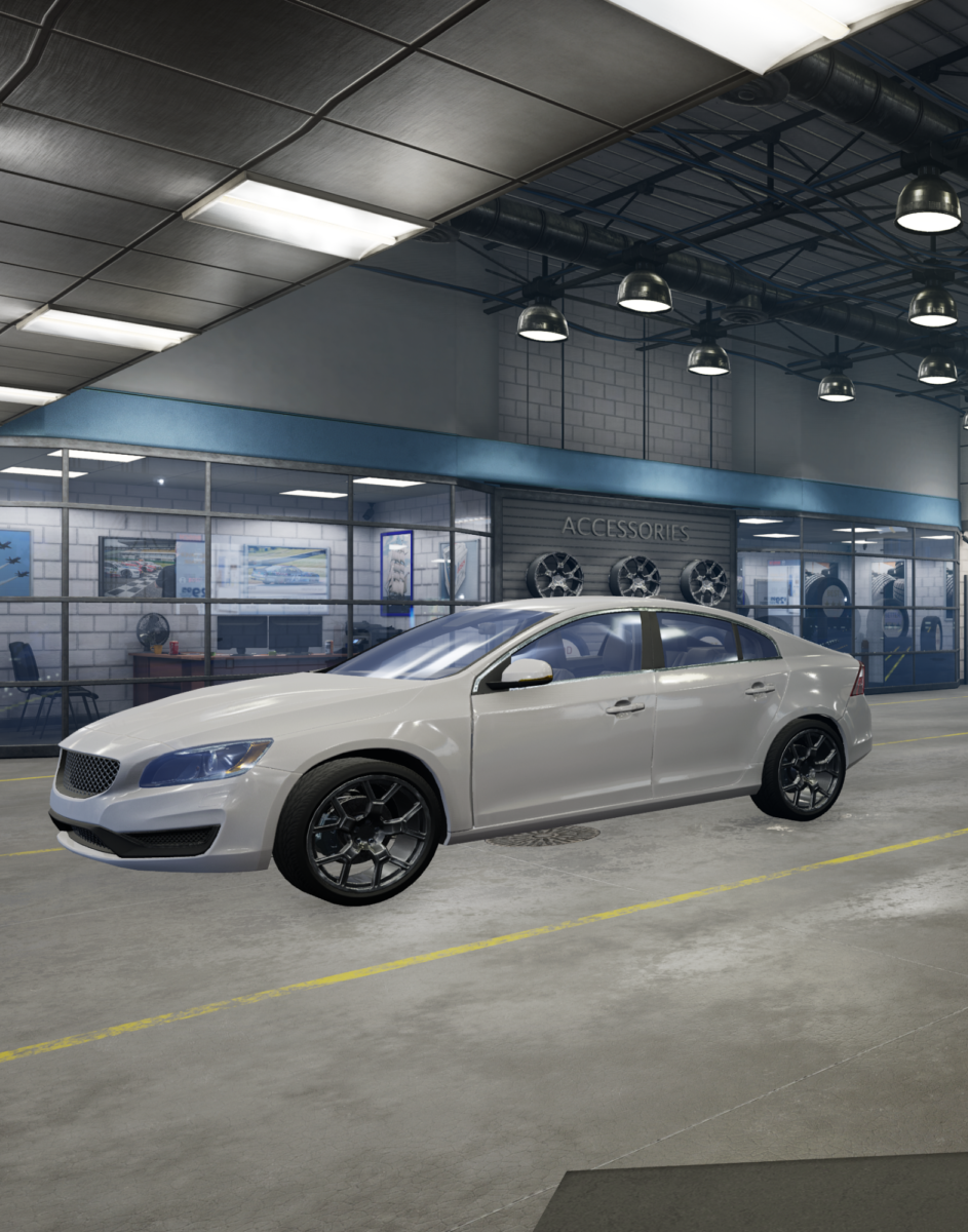 A car in a auto shop simulation