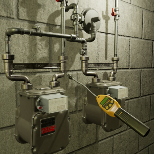 Testing gas lines with a meter for leaks