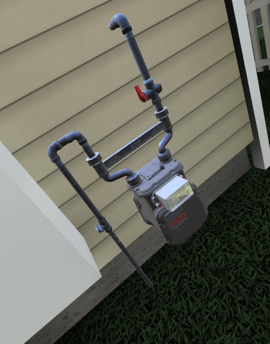 A gas meter outside a house