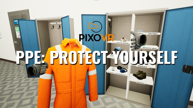 A simulated work environment where someone is using proper PPE training