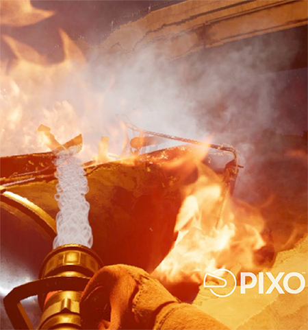 Putting out a fire in virtual reality